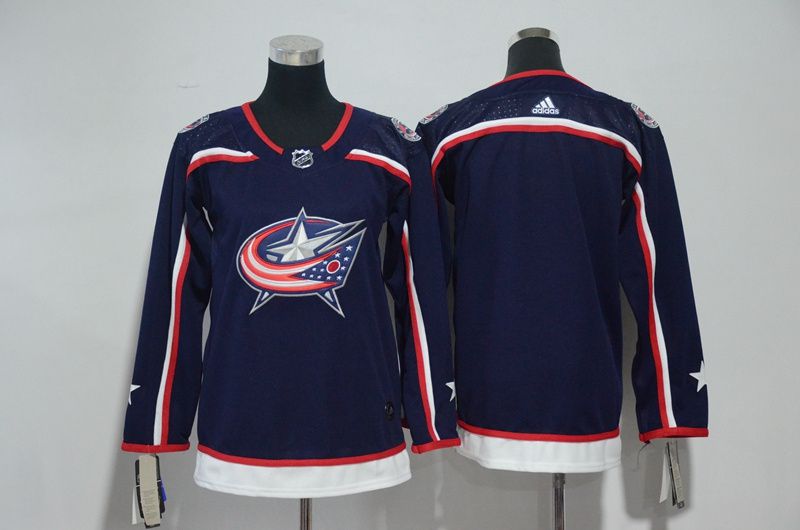 Women Columbus Blue Jackets Blank Blue Hockey Stitched Adidas NHL Jerseys->women nhl jersey->Women Jersey